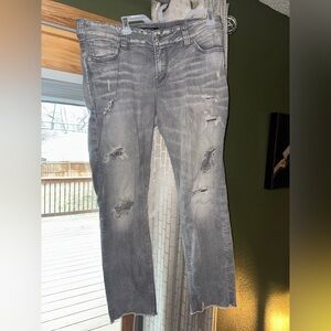 Silver Jeans Gray Distressed Ankle Jeans